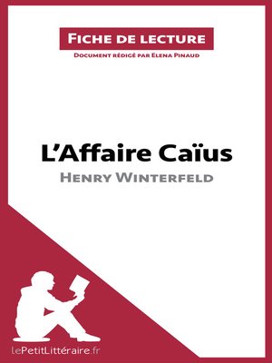cover image of L'Affaire Caïus d'Henry Winterfeld